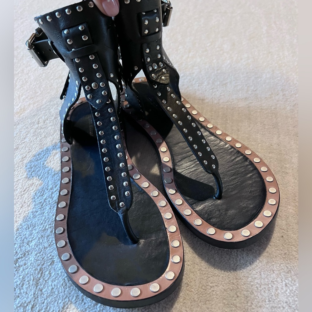 Isabel Marant 38 Black Leather Gladiator Sandal